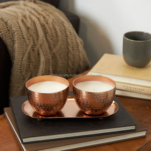 Shallow Copper Pinch Diya Bowl Votive Holder – Tarnish-Protected Festive & Tabletop Accent <b>Stand</b> - Product Image 5