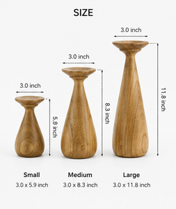 Ensemble de 3 porte-bougies en bois massif faits à la main, support à bougies en bois, centre de table décoratif, décoration d'intérieur - Product Image 2