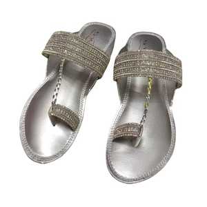 Latest Designs Women's Glitter T-Strap Flats <b>With</b> Rhinestone Decoration Open Toe Comfortable Anti-Slip Summer <b>Shoes</b> For Women - Product Image 1