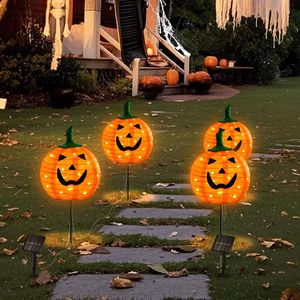 Luci LED per zucca ad energia solare di Halloween impostate 4 grandi luci con 2 modalità per percorsi all'aperto e decorazioni da giardino - Product Image 4