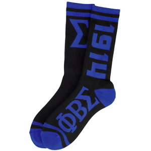 Phi Beta Sigma Black Crew <b>Socks</b> 1914 Fraternity Knit Athletic Comfortable Stretch Everyday Wear - Product Image 1