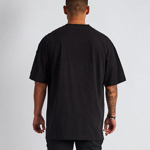 Camiseta Negra Extra Grande para Hombre, Manga Corta, Cuello Redondo, Color Sólido, Informal, Tejida, 100% Algodón Jersey - Product Image 3