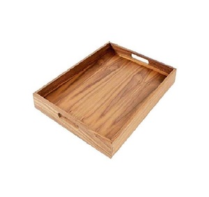 Bandeja de Servicio de Madera Decorativa Ecológica Moderna Personalizada con Asas, Platos Rectangulares para Servir Café y Leche - Product Image 3