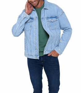 <b>Men's</b> Light Blue Washed Denim Trucker <b>Jacket</b> Button Closure Long Sleeve Regular Fit Casual Jean <b>Jacket</b> Streetwear Outerwear - Product Image 1