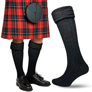 Mens Traditional Kilt Hose <b>Socks</b> Wool Blend Long Scottish Highland <b>Black</b> <b>Sock</b> Custom Wholesale - Product Image 1