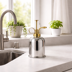 Elegante pulverizador de plantas con acabado plateado pulido, bomba de pulverización ultrafina para jardinería en interiores, a prueba de fugas, de larga duración. - Product Image 1