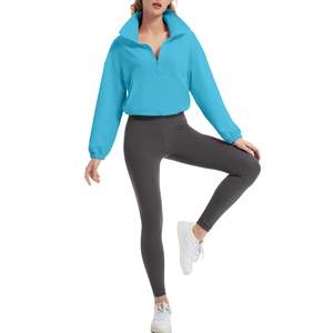 Sweat-shirt à demi-zip personnalisé avec logo pour femmes, pull-over professionnel, en molleton doux pour un port confortable, prix abordable - Product Image 6