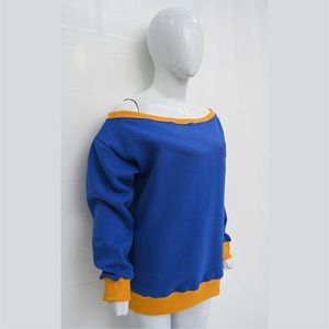 Trendy New Oversized Classic <b>Off</b> <b>Shoulder</b> Sweatshirt Women Blue Color Boatneck Knitted Cotton <b>Long</b> <b>Sleeve</b> Bardot-Neck <b>Top</b> - Product Image 2