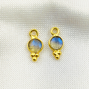 Quartz clair pierres précieuses 4mm forme ronde pendentif avec lunette fantaisie or Vermeil rhodié placage minuscule charme bijoux fins accessoire - Product Image 6