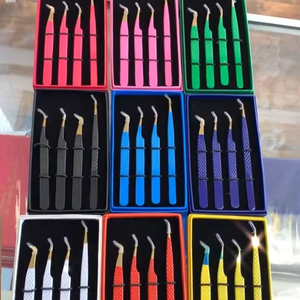 Juego de 4 Pinzas para Extensiones de Pestañas con Agarre de Diamante OEM, Herramienta de Acero Japonés para Pestañas con Punta Puntiaguda de Acero Inoxidable - Product Image 4