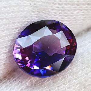 Pierre précieuse ovale facettée en saphir de 10x8 mm - Saphir cultivé en laboratoire - Pierre de corindon synthétique pour la fabrication de bijoux - Product Image 1