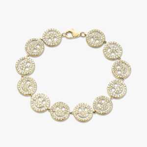 Bracelet Smiley Diamant Pavé en Or Massif 14K, Diamant de Laboratoire Taille Ronde, 7 Pouces, Fermoir Mousqueton, Solitaire, Bijou Fin Moderne et Tendance - Product Image 3