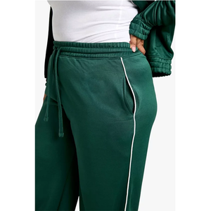 Conjunto Deportivo Verde para Mujer, Estilo Informal, de Felpa, Corte Holgado, con Franja Lateral, Transpirable, para Todas las Temporadas - Product Image 6