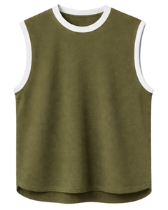 Camiseta sin Mangas Verde Oliva para Hombre, Chaleco Deportivo Informal, Transpirable, de Algodón, Camiseta de Verano, Ajuste Holgado, Ropa Deportiva, Camiseta de Entrenamiento - Product Image 1