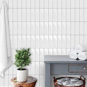 Paquete de 10 Adhesivos de Pared de PVC Blanco Brillante de 10"x10", Azulejos Autoadhesivos 3D para Pared, Azulejos Impermeables para Piso - Product Image 2