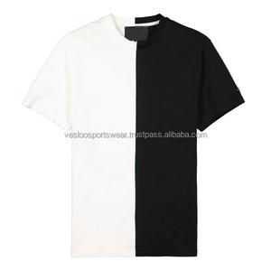 Camiseta de Lona Transpirable para Hombre, Diseño Personalizado al por Mayor, Dos Tonos, Blanco y Negro, Estilo Urbano - Product Image 1