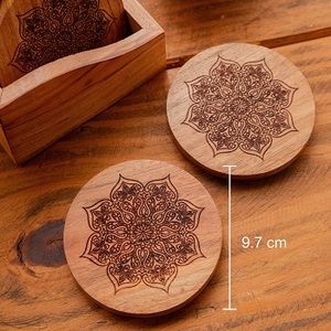 Wooden Eco-Friendly Customized Thickness <b>Round</b> Classic Design <b>Mats</b> & Pads Coaster for Coffee Cup Tea Accessories Engraving - Product Image 5