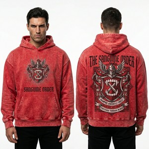Wholesale Men Maroon Vintage Wash Hoodie Custom Full Graphic Print Pullover Hooded Sweatshirt Streetwear Drop Shoulder Hoodies - Product Image 5