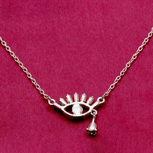 Collar Colgante de Plata de Ley 925 Bañado en Oro Rosa con Circonitas Baguette y Turquesa Ojo Turco, Venta al por Mayor, Memoria Jewels - Product Image 5