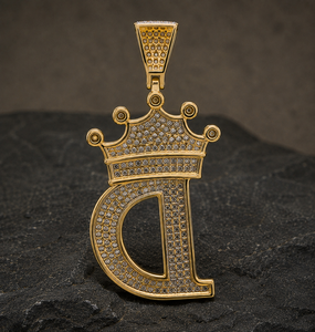 Pendentif Couronne Hip Hop Lettre D Personnalisée en Argent Sterling 925 Moissanite Sertie, Bijou Homme Tendance Streetwear, Cadeau de Luxe - Product Image 3