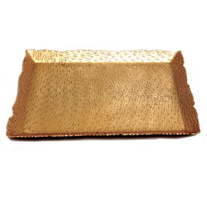 Plateau rectangulaire en métal doré pour le service de pain, desserts, bonbons, café, thé, aliments et fruits – Fournisseur indien - Product Image 1