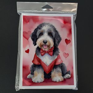 Bernedoodle My Valentine Whimsical A7 Size 5x7 Blank Note Cards Pack de 8 avec enveloppes Cartes de vœux - Product Image 3