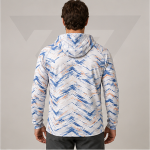 Camisa de Pesca con Capucha y Estampado Chevron Personalizado, Manga Larga, Secado Rápido, Ligera, UPF 50, Unisex, Sudadera de Pesca Sublimada - Product Image 3