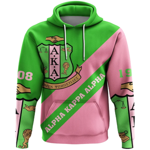 Sudadera con Capucha para Mujer Alpha, Color Verde y Rosa, Manga Larga, Logotipo Estampado en la Parte Delantera, Sudadera Transpirable de Punto, Otoño - Product Image 1