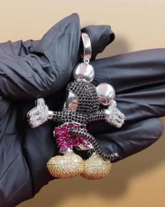Colgante de Mickey Mouse con Diamantes de Moissanita Coloridos, Estilo Hip Hop, en Plata de Ley 925, para Fiestas - Product Image 5