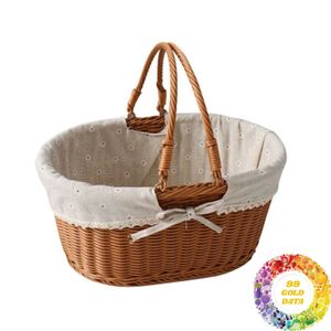 Panier cadeau en rotin tressé à la main avec ou sans couvercle, panier en osier grand et petit avec poignée pour emballage cadeau, événements de mariage - Product Image 2