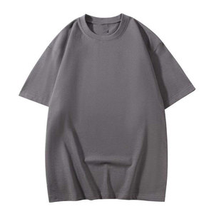 Men's Khaki Short Sleeve O-Neck Oversized Casual T-<b>Shirt</b> 100% Cotton Jersey Knitted Solid Color Breathable Anti-Wrinkle 300g - Product Image 4