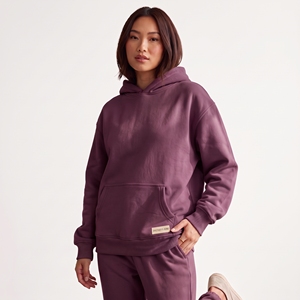 Sudadera con capucha para mujer, color beige caqui, con bolsillo frontal, lisa, de forro polar grueso, hombros caídos, corte relajado. - Product Image 6