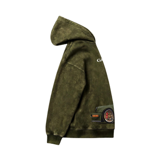 Sudadera con Capucha para Hombre, Efecto Lavado, Diseño Gráfico, Manga Larga, con Estampado de Auto, Estilo Urbano, Casual, para Venta al Por Mayor - Product Image 4