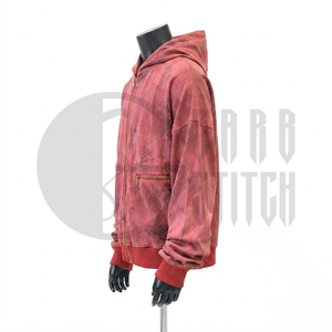 Sudadera con capucha y cremallera personalizada con lavado ácido, estilo oversize vintage, de algodón lavado y felpa, con efecto desgastado, estilo streetwear, OEM ODM de fábrica - Product Image 2