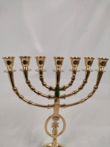 Chandelier Judaica Branches Menorah Aluminium Métal Bougeoir Moderne 7 Sept Branches Menorah Chandelier Juif - Product Image 4