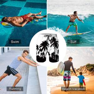 Pantalones cortos de vacaciones para hombre, estampado de palmeras, cintura elástica con cordón, playa, verano, informal, vacaciones, camisa blanca colorida, camisa de verano para hombre - Product Image 2