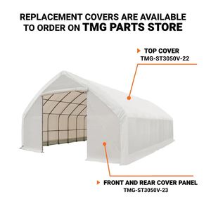Garage Prefabbricato 30FT X 50FT con Pareti Diritte e Copertura in PVC Rinforzato 17 oz, Tetto a Falda, Porte Scorrevoli, Modello TMG ST3050V - Product Image 4