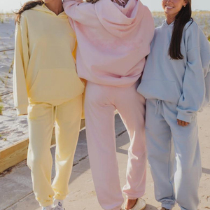 Winter Casual Print Loose Fit Hoodies Elastic <b>Plain</b> Color Pants Sets Cotton Pocket Pullover Sport Sweetwear <b>Tracksuits</b> Women - Product Image 5