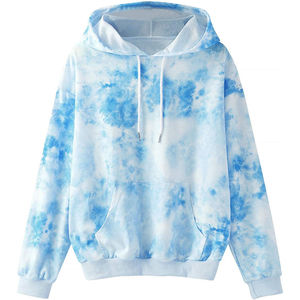 Sudadera con Capucha Unisex Azul Tie Dye, Sudadera Informal con Bolsillo Canguro y Cordón Ajustable, CORE FIELD, 100% Algodón - Product Image 1