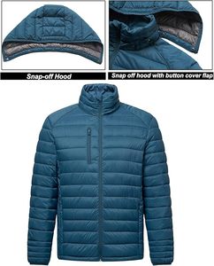 Women's Lightweight <b>Packable</b> Hooded Winter Quilted Puffer <b>Jacket</b> Detachable Sleeves Hat Zipper Closure Water Resistant Wool - Product Image 2