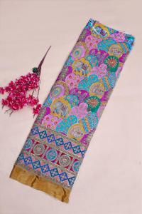 Tela de crepé natural verde menta con estampado floral y borde ornamental pesado para confección de vestidos Kurti de estilo étnico. - Product Image 5