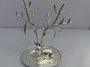 Support à bijoux moderne en métal gravé, porte-bagues, présentoir en laiton, organisateur en forme d'arbre, pour colliers et boucles d'oreilles, décoration de comptoir WB Inc - Product Image 3