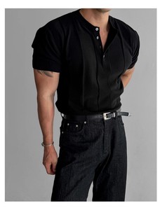 Camiseta de Punto Dobby para Hombre, Texturizada, Transpirable, Informal, Verano, Logotipo Personalizado, OEM, Venta al Por Mayor - Product Image 5