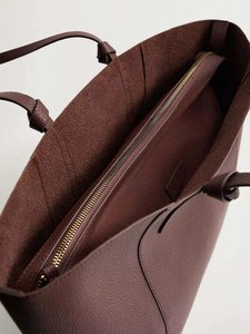 Women's Genuine Leather Tote <b>Bag</b> Solid Color Minimalist Style Open Closure Daily Use All Seasons - Product Image 5