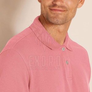 Men's <b>Pink</b> Short Sleeve Pique <b>Polo</b> <b>Shirt</b> With Embroidered Logo Casual Regular Fit Cotton Breathable Design Front Logo - Product Image 4