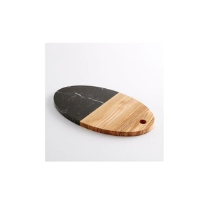 Planche à découper en bois et marbre rectangulaire, plateau de service pour la cuisine et le fromage avec poignée et trou de suspension pour la maison de luxe et l'hôtellerie - Product Image 3