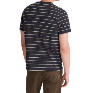 เสื้อยืดผู้ชายลายทางแนวนอน ผ้าฝ้าย 100% ปักโลโก้ตามสั่ง คอกลม สวมใส่สบาย ทรงคลาสสิก เนื้อผ้านุ่ม ขายส่ง - Product Image 4