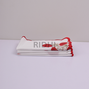 Serviettes en coton imprimées à la main Ridhi, motif floral Buta rouge, avec broderie, réutilisables pour les mariages, les restaurants et les hôtels - Product Image 4