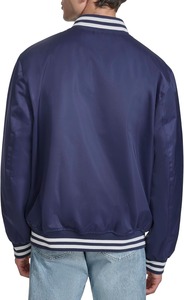 <b>Men's</b> Royal Blue Varsity <b>Jacket</b> Solid Color Button Closure Turn-down Collar Casual Style Autumn Wear Regular Fit - Product Image 6