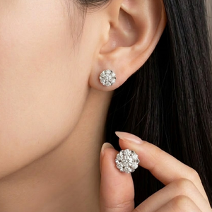 Pendientes de Diamantes Naturales al por Mayor con Diseño Floral en Racimo, Oro Blanco de 18K, Clásico Diseño de Halo, Joyería Nupcial Directa de Fábrica China - Product Image 2